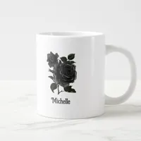 Vintage Gothic Black Roses Personalized Giant Coffee Mug