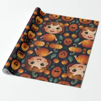 Little Pumpkin Girl Wrapping Paper