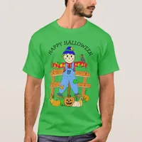 Happy Halloween Whimsical Cartoon Scarecrow T-Shirt