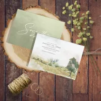 Watercolor Landscape Wedding Sage Hor. Green ID786 Save The Date