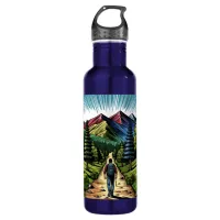 Man Hiking the Trails Stainless Steel Water Bottle