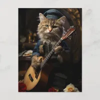 Adorable Cat musician  Postcard