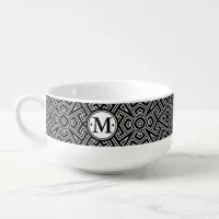 Geometric Pattern Monogram Black and White ID149 Soup Mug