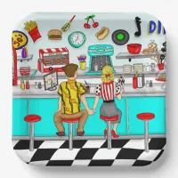 1950's Diner | Couple Holding Hands   Paper Plates