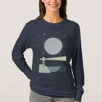 Minimalist lighthouse with moon and stars T-Shirt