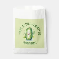 Cute Green Cartoon Pickle Birthday Favor Bag