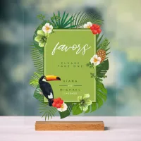 Watercolor Tropical w/Toucan Favors Green ID577 Acrylic Sign