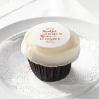 thankful and grateful thanksgiving edible frosting rounds