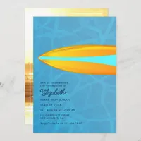 Turquoise and Yellow Surfer Beach Graduation Bash Invitation