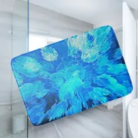 Abstract, modern, turquoise mosaic pattern bath mat