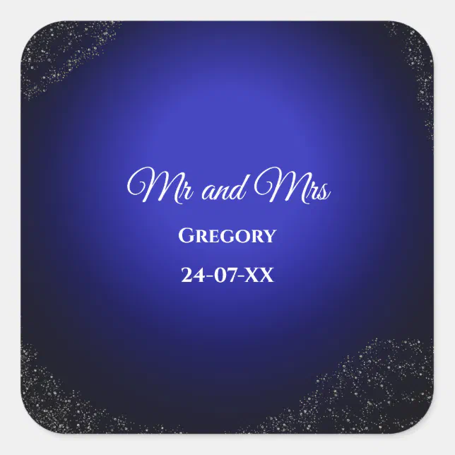 Celestial wedding Full Moon & Stars Midnight blue  Square Sticker