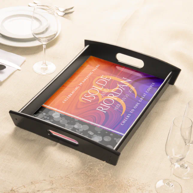 Elegant 39th Agate Wedding Anniversary Celebration Serving Tray