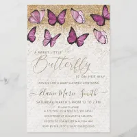 Budget Pink Butterfly Baby Shower Invitation