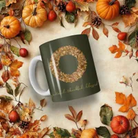 Rustic Autumn Wreath Thankful Grateful Blessed Coffee Mug