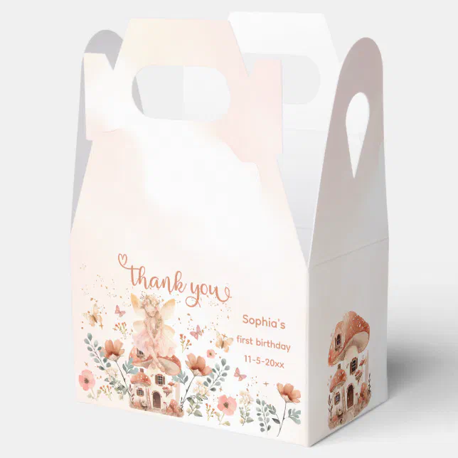 Enchanted Forest Mushroom Girl's First Birthday Favor Boxes