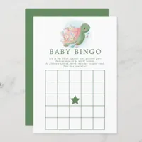 Floral Sea Turtle Baby Shower Bingo Game Invitation