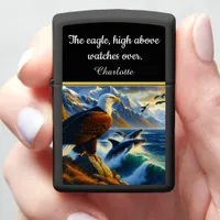 Eagle watches whales leap at sunset zippo lighter