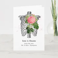 Whimsical Floral Skeleton Gothic Wedding Thank You