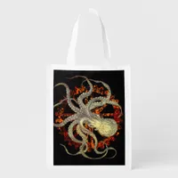 Steampunk Octopus & Rusty Clockwork Gear Grocery Bag