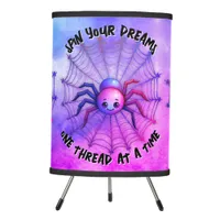 Cute Spider Inspirational Quote Monogram on purple Tripod Lamp