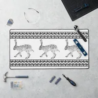 Southwest Jackrabbit Black and White Geometric  Desk Mat