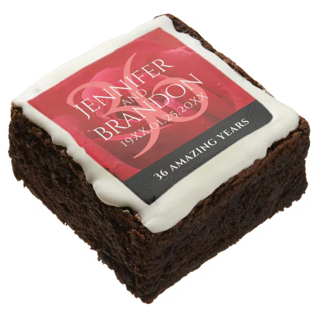 Elegant 36th Rose Wedding Anniversary Celebration Brownie