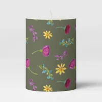 Mexican Floral Fiesta Wedding Pillar Candle