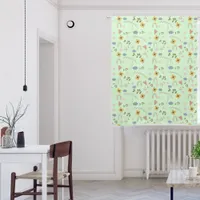 Cute Stars Flowers Hearts Rainbows Green Nursery Blackout Curtains