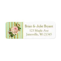 Green and Gold Striped Return Address Label