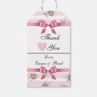 Vintage Pink Floral Thank You Gift Tag