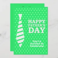 Fathers Day White Tie LT Green Dots Dinner Party Invitation