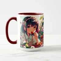 Cute Anime Girl Eating Strawberries | Summer Day Mug