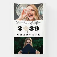 Modern Two Photo Bold Script Graduation Party Banner