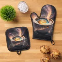 Cosmic Sips: Celestial Journey through the Galaxy Oven Mitt & Pot Holder Set
