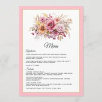 Pink and Gold Floral Wedding Menu