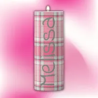 Pink and White Plaid Name Monogram |