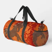 Majestic Horse in Asian Floral Tapestry Duffle Bag