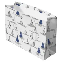 Blue Christmas Pattern#5 ID1009 Large Gift Bag