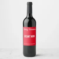 Merry Christmas Decant Now Festive Bottle Holiday Wine Label