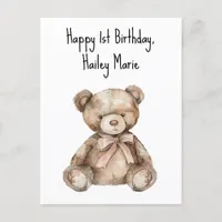 First Birthday Teddy Bear Personalized Postcard