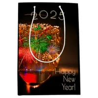 2025 20xx wishes with fireworks and bubbles medium gift bag