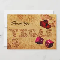 pink dice Vintage Vegas Thank You Invitation