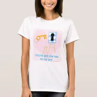 Key To My Art Cute Cartoon Slogan Design T-Shirt