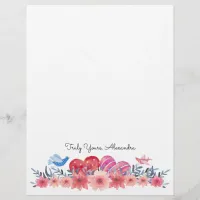 Hearts, Flowers, and Tiny Birds | So Cute Letterhead