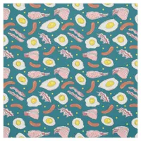 Fried Breakfast Eggs Bacon and Sausages Patterned Fabric