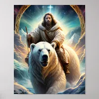 (AI Generated ) Jesus on a polar bear 8x10 Poster