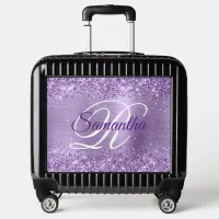 Glittery Light Purple Foil Fancy Monogram Luggage