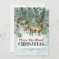 Rustic Winter Woodland Christmas 3 Photo Holiday Card