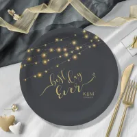 Modern String Lights Best Day Ever Gold ID585 Paper Plates