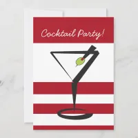 red Christmas Cocktails party Invitation